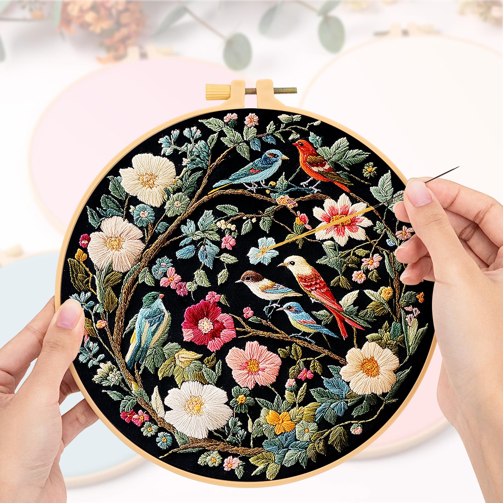 Kit Démarrage Broderie MWOOT - Point De Croix, Cadre Inclus | Motif Ciel Étoilé, DIY Débutant