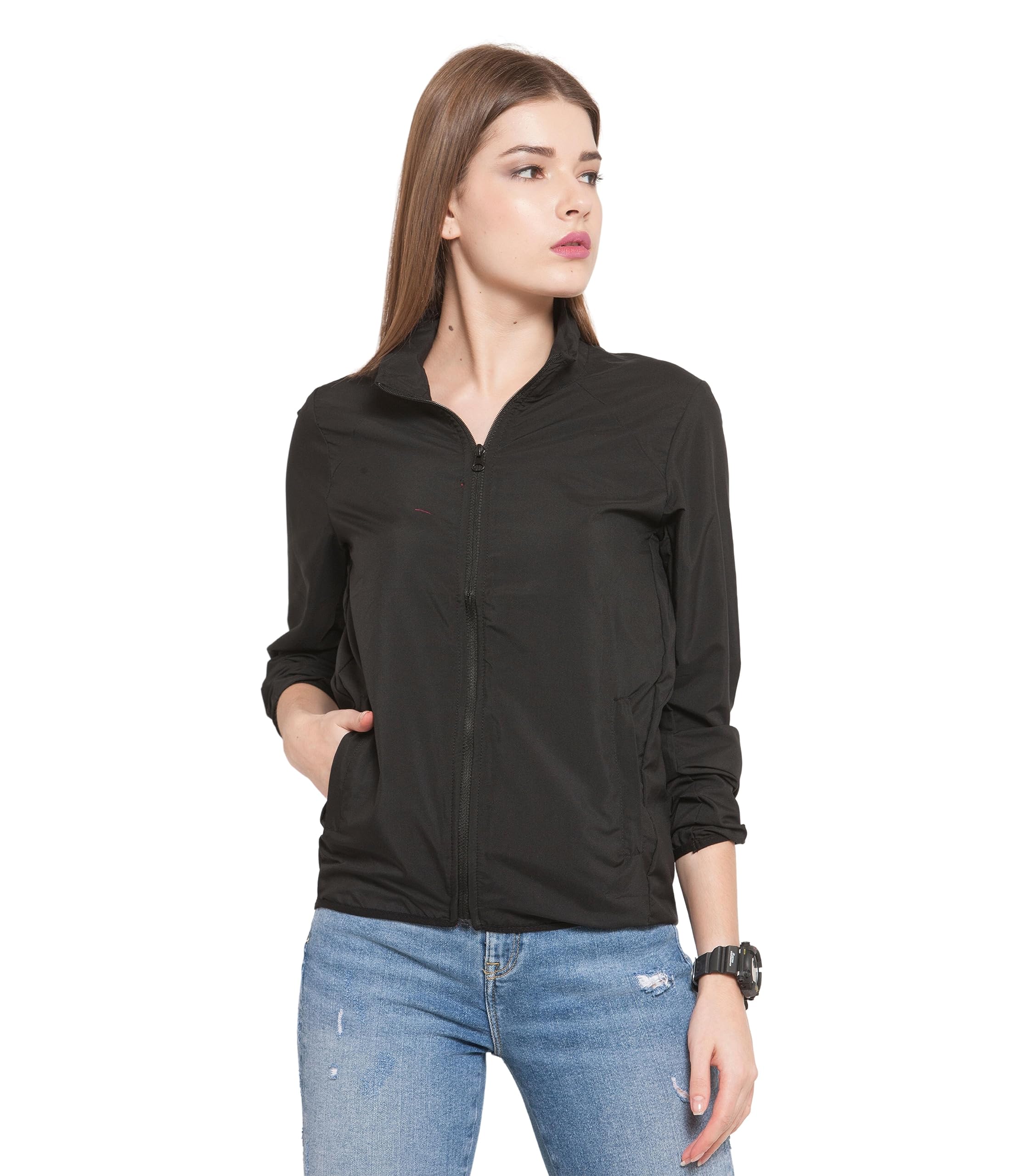 Scott International Women Polyester Standard Length Idry | Breathable Summer | Lightweight Jackets L Foldable,Water-Repellent Jackets, Black, Large