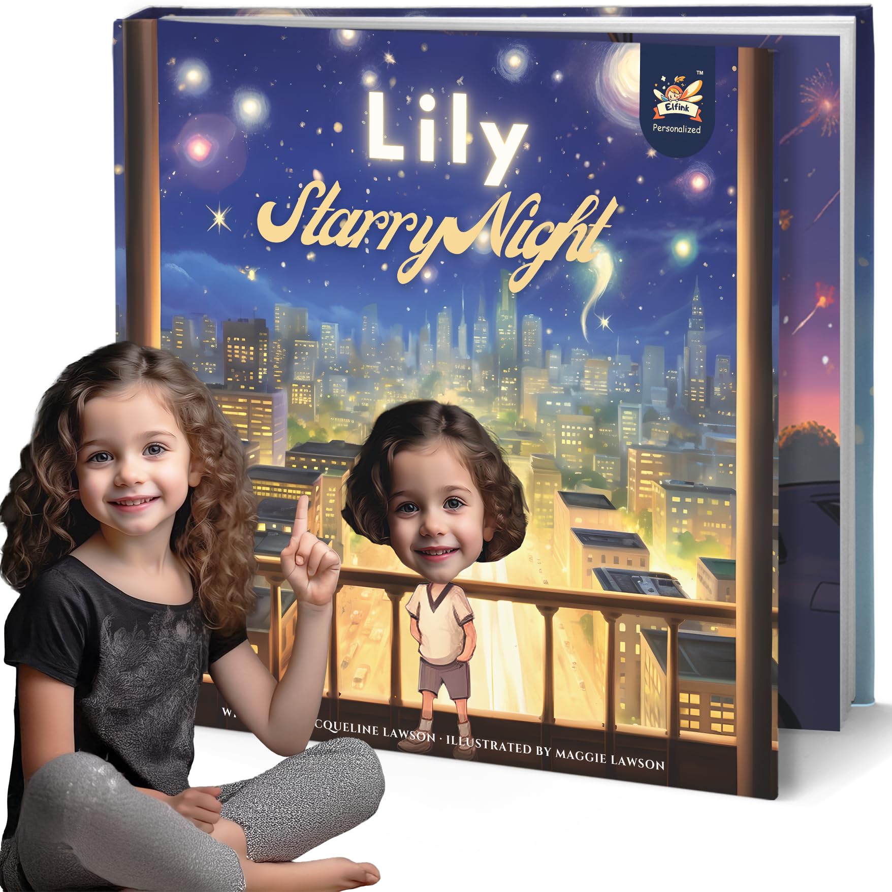 Personalized Children Story Book - Starry Night - Customized Name & Photo - Baby Gifts - Bedtime Story - Elfink (Soft Cover)