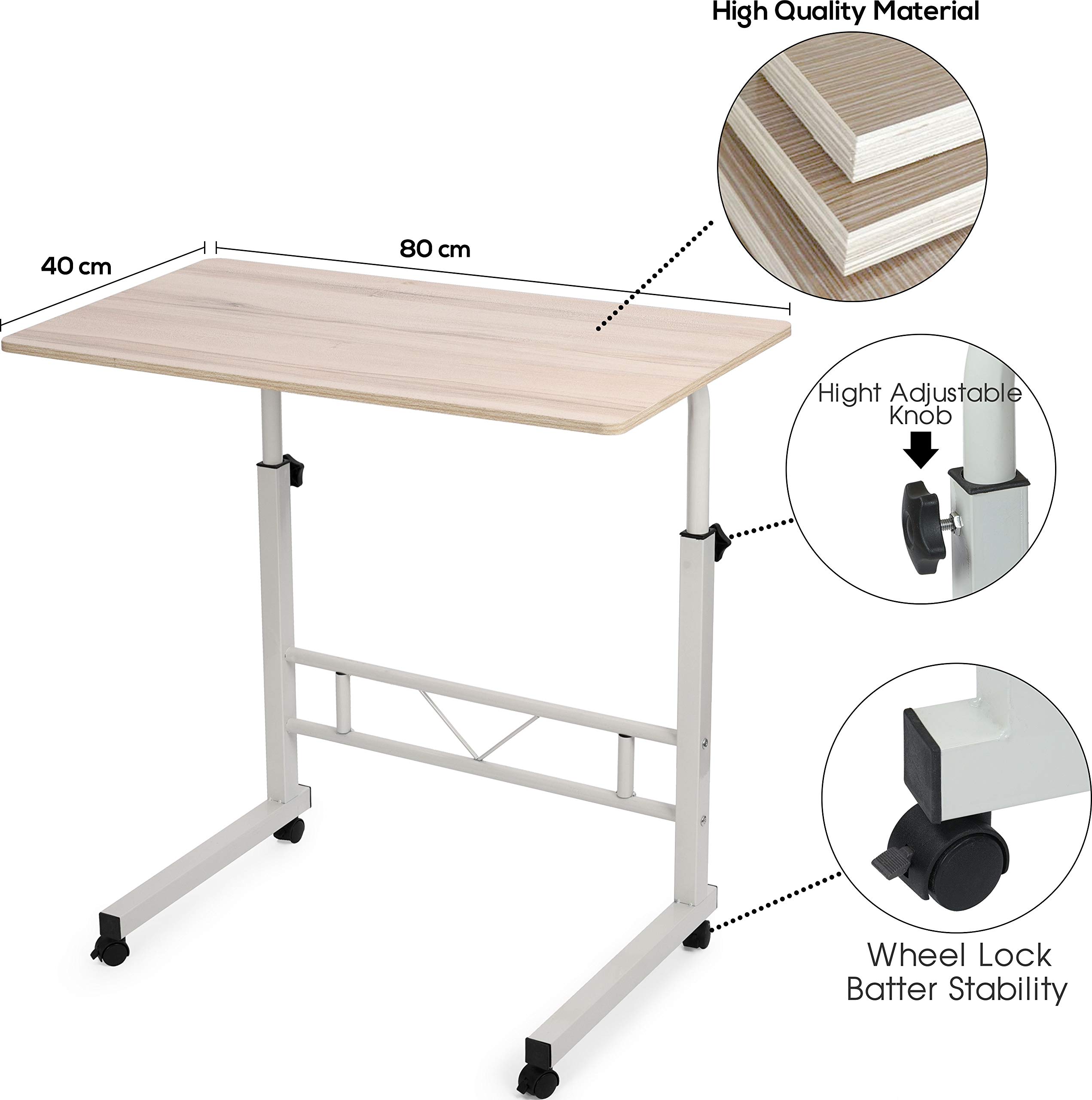 Buy Cubix Mobile Bedside Table End Rolling Laptop Stand Height