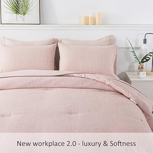 Miniatura 3 de JML Juego de edredón tamaño King, edredón ligero de 8 piezas, juego de ropa de cama de teñido catiónico, 90 x 104 pulgadas, color burdeos