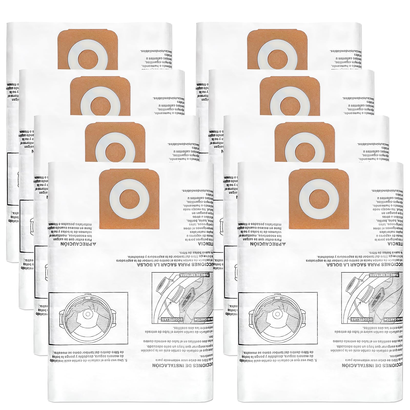 8 Pack CMXZVBE38749 Vacuum Dust Bags Replacement for CRAFTSMAN 16-20 Gallon Wet/Dry Shop Vac Bags: CMXEVBE17595, CMXEVBE17596, Part# 38749