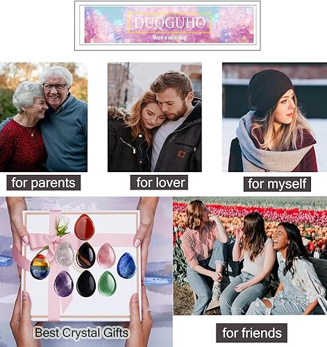 Miniatura 6 de DUQGUHO Piedra de preocupación de ágata roja, cristales curativos naturales para el pulgar, piedras preciosas de cuarzo talladas a mano, bolsillo