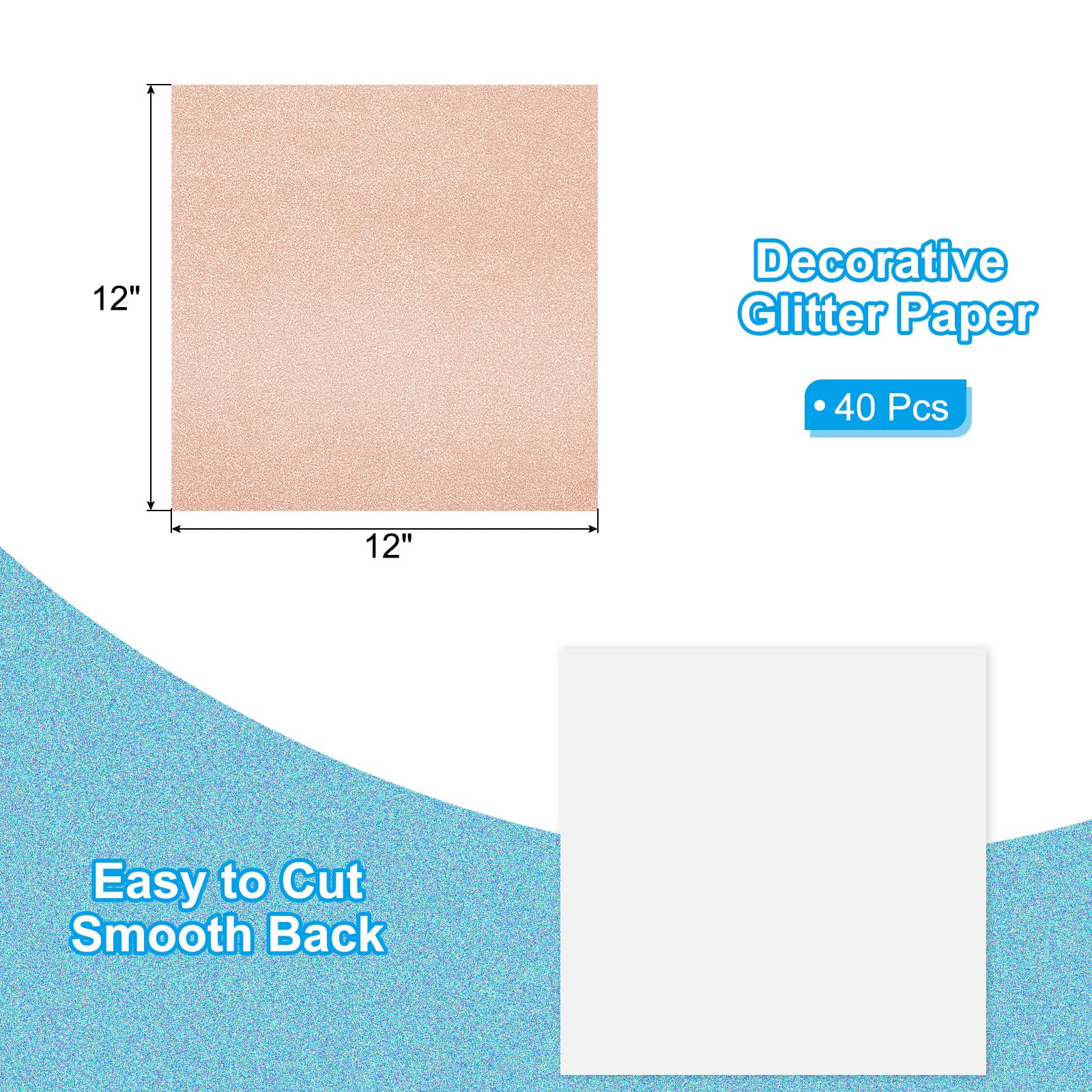 PATIKIL 40Sheets Rose Gold Glitter Cardstock Paper - Image 2