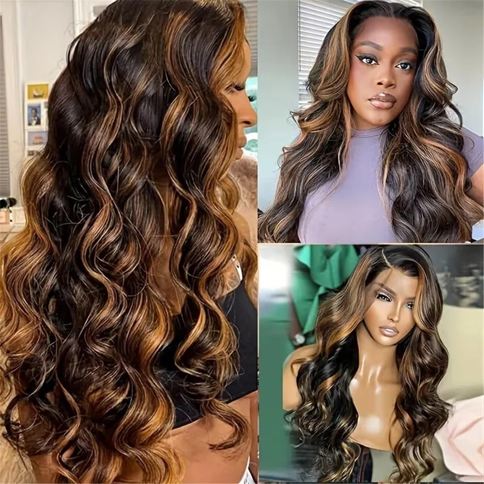 Mujer Resalte las pelucas del frente cordón de la peluca 13x6 Hd cabello humano onda cuerpo(18inches)