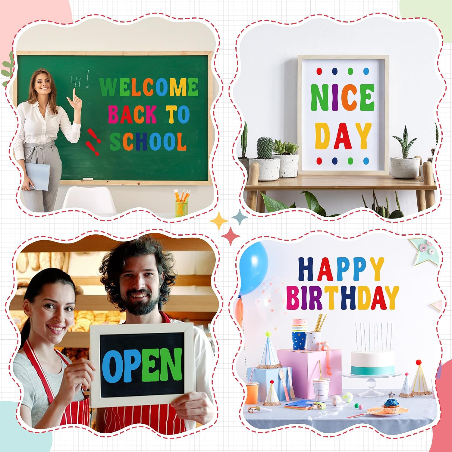 215 PCS Bulletin Board Letters 20 Sheets Letter Stickers Large Alphabet Stickers Vinyl Self-Adhesive Letters for Poster Board Mailbox Number Classroom Display Home School Decor (Colorful,4 Inch)
