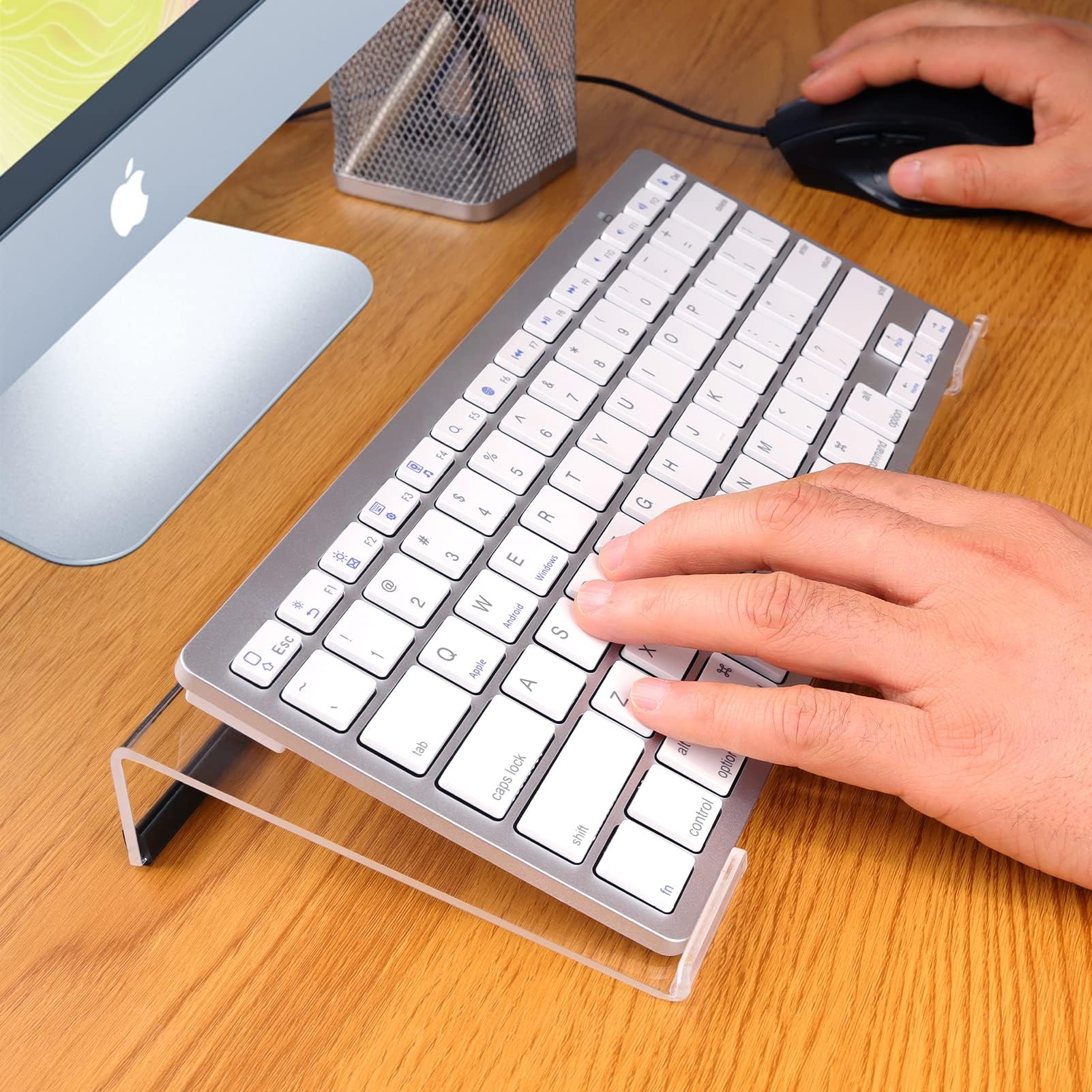 Egchi Kleiner Computer-Tastaturständer, 20x13 cm, Tastaturablage für 78 Tasten, Tastaturhalter für Mini-Computer-Tastatur und Apple-Magic-Tastatur, transparent