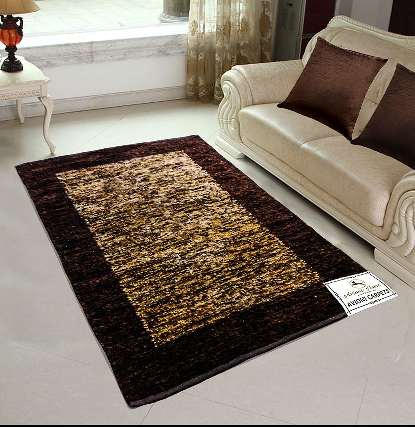Avioni Rugs Polyester Blend Coffee Feather Touch Reversible- 92 cm X 152 cm (3X5 Feet)