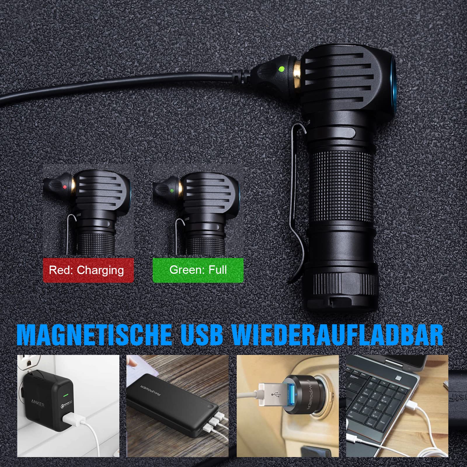 TrustFire Linterna Frontal, Linterna Frontal Led Recargable MC18 1200 Lumen Impermeable, 5 Modos de Luz para Jogging, Pescar,Pasear al Perro,Trabajo