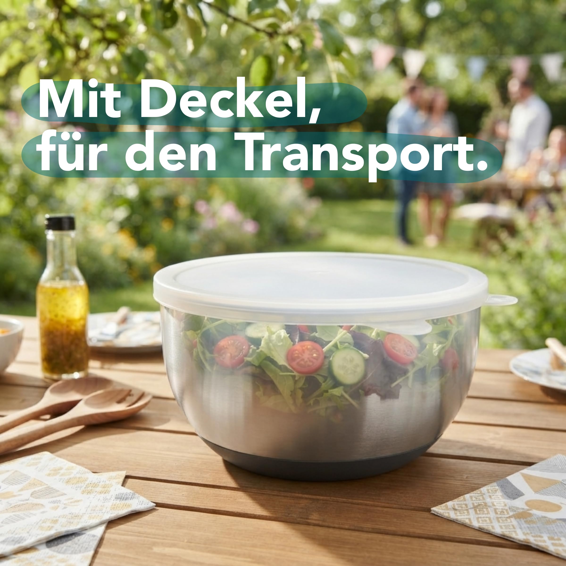 Cookery - Essoreuse à salade en acier inoxydable (4,5 l) + mandoline à légumes avec 5 lames / essoreuse à salade facile grâce au fond antidérapant et à l'entraînement cube
