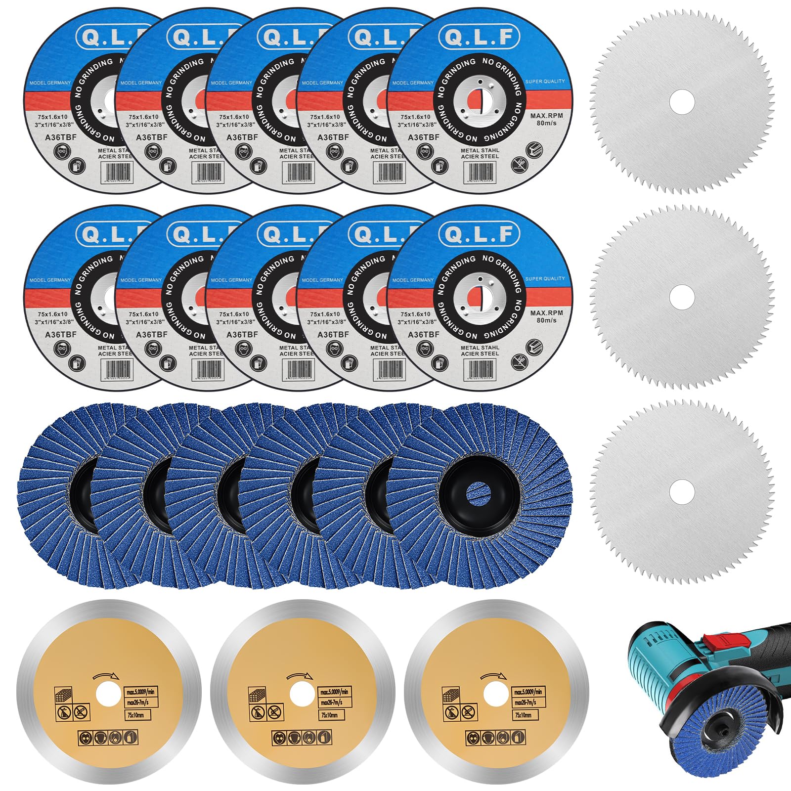 22 PCS Disques de Coupe 76 mm