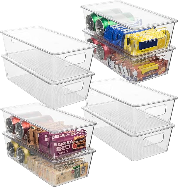 ClearSpace Plastic Pantry Organization and Storage Bins With Lids  Perfect Kitchen Organization or Kitchen Storage  Fridge Organizer, Refrigerator Organizer Bins, Cabinet Organizers (pack of 8)