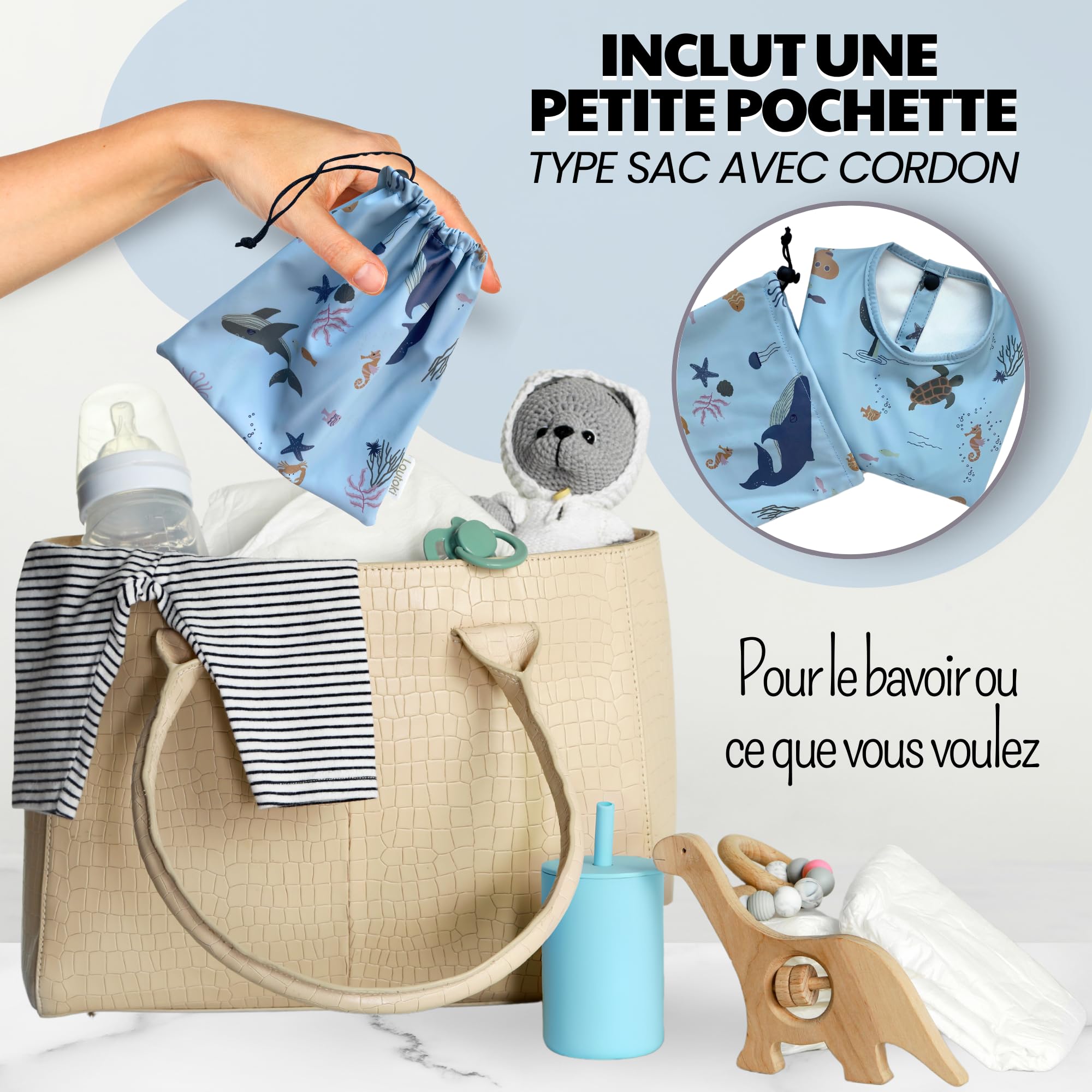 Bavoir manches longues bebes + Sac étanche | 12-36 mois | Sans BPA | Bavoir imperméable bébé | BLW | Bavoir manche longue | Bavoirs bebe | Bavoir tablier bébé