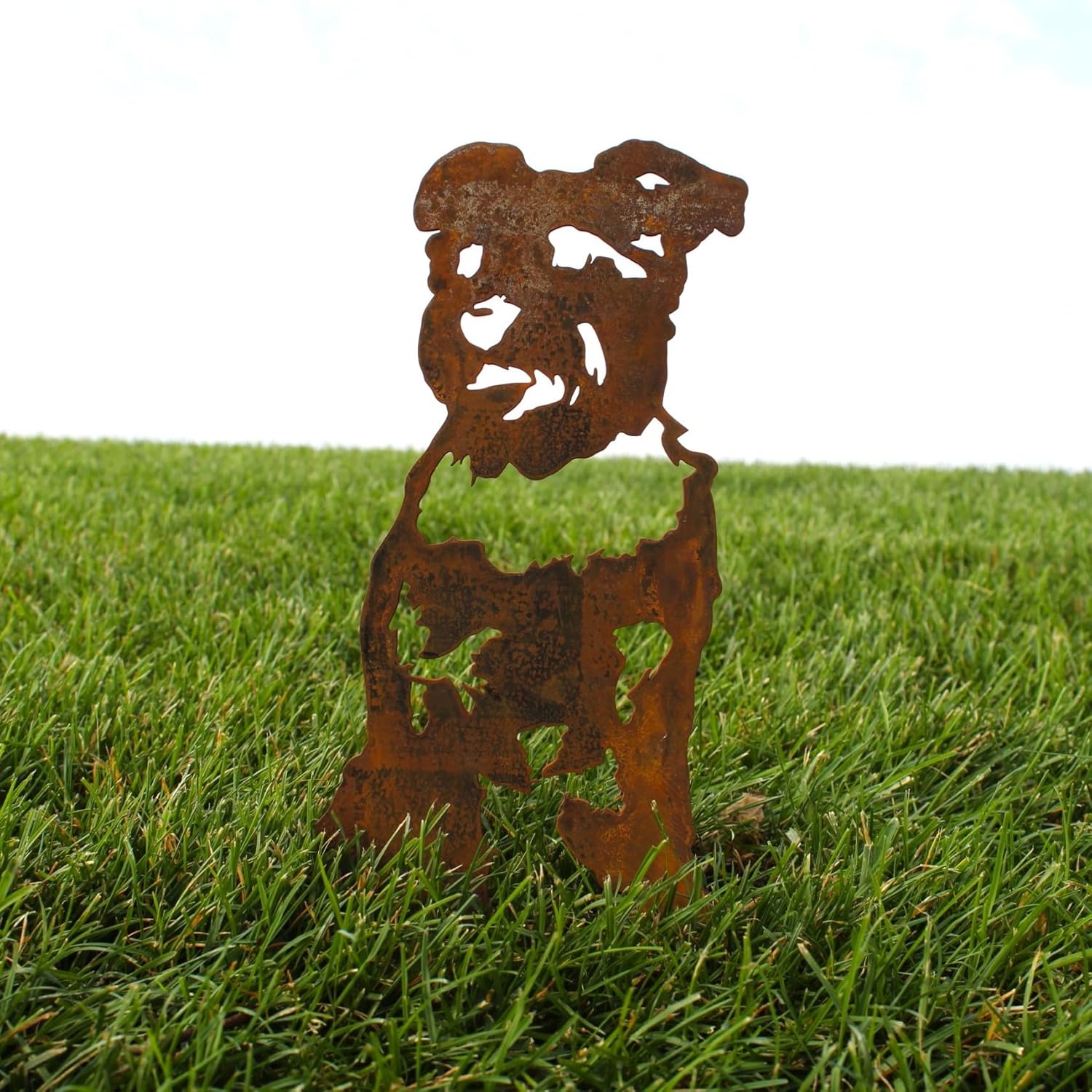 Corten Steel Schnauzer Dog Silhouette Yard Stake (Large)