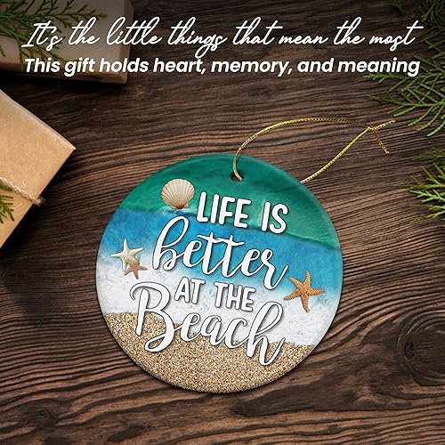 Vista 33 de Adorno de Navidad rústico de granero rojo – Decoración de árbol de vacaciones de granja con tractor y molino de viento, decoración de escena