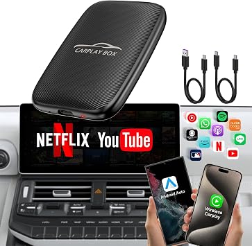 2025 Upgraded Wireless CarPlay and Android Auto Adapter -Built in YouTube Support TF Card,Magic Car Play AI Box Convert Wired to Wireless Dongle, Apple Carplay Adapter for Cars from 2016