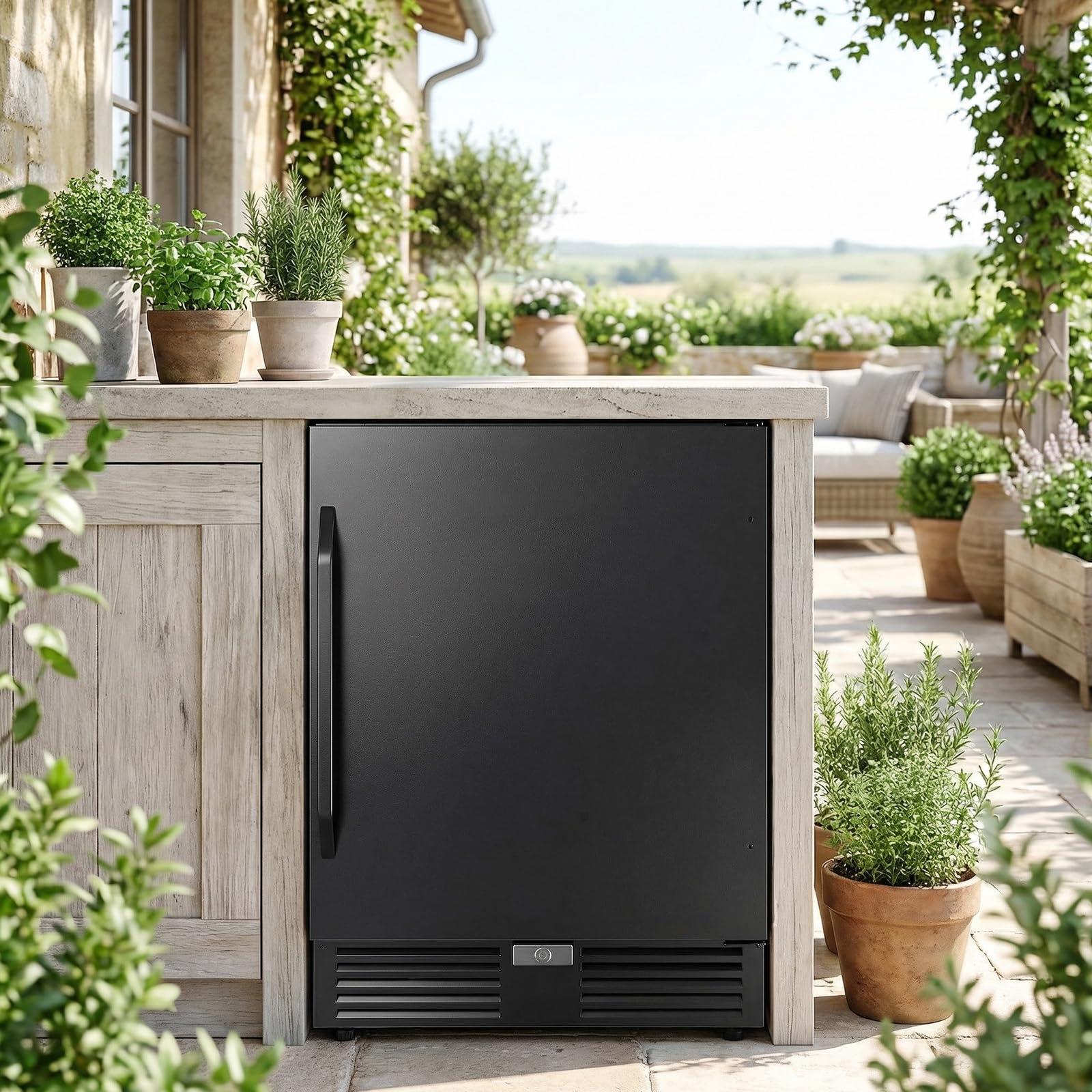 Velieta 24 Inch Beverage Refrigerator–210 Can Large Capacity Beverage Fridge With French Door, Built-In Or Freestanding Under Counter Outdoor Beverage Cooler With Reversible Door, Black on Fridge.com - View 3