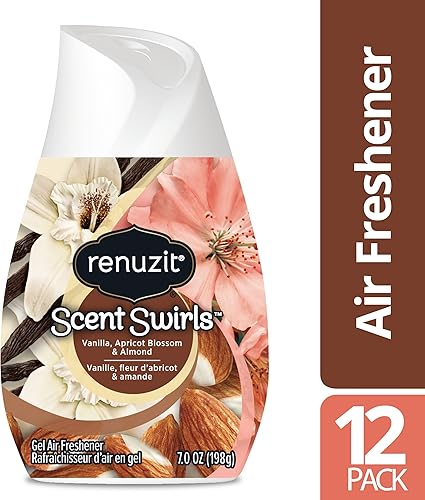 Miniatura 6 de Renuzit Scent Swirls Ambientador Gel, Vainilla, Flor de Albaricoque y Almendra, 7 onzas (12 unidades)