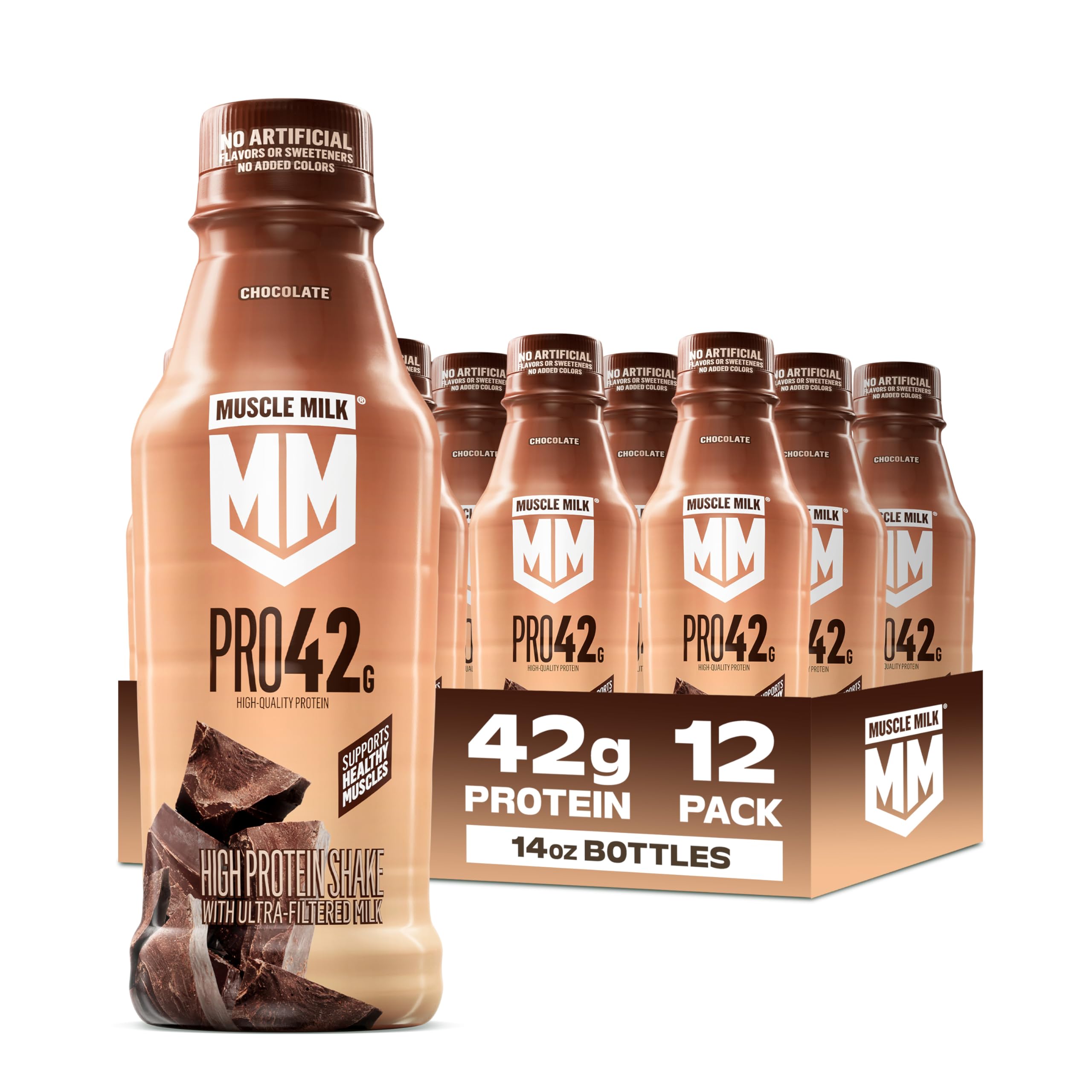 Muscle Milk Shake proteico pronto para beber, leite ultrafiltrado, 42 g de proteína, 12 garrafas