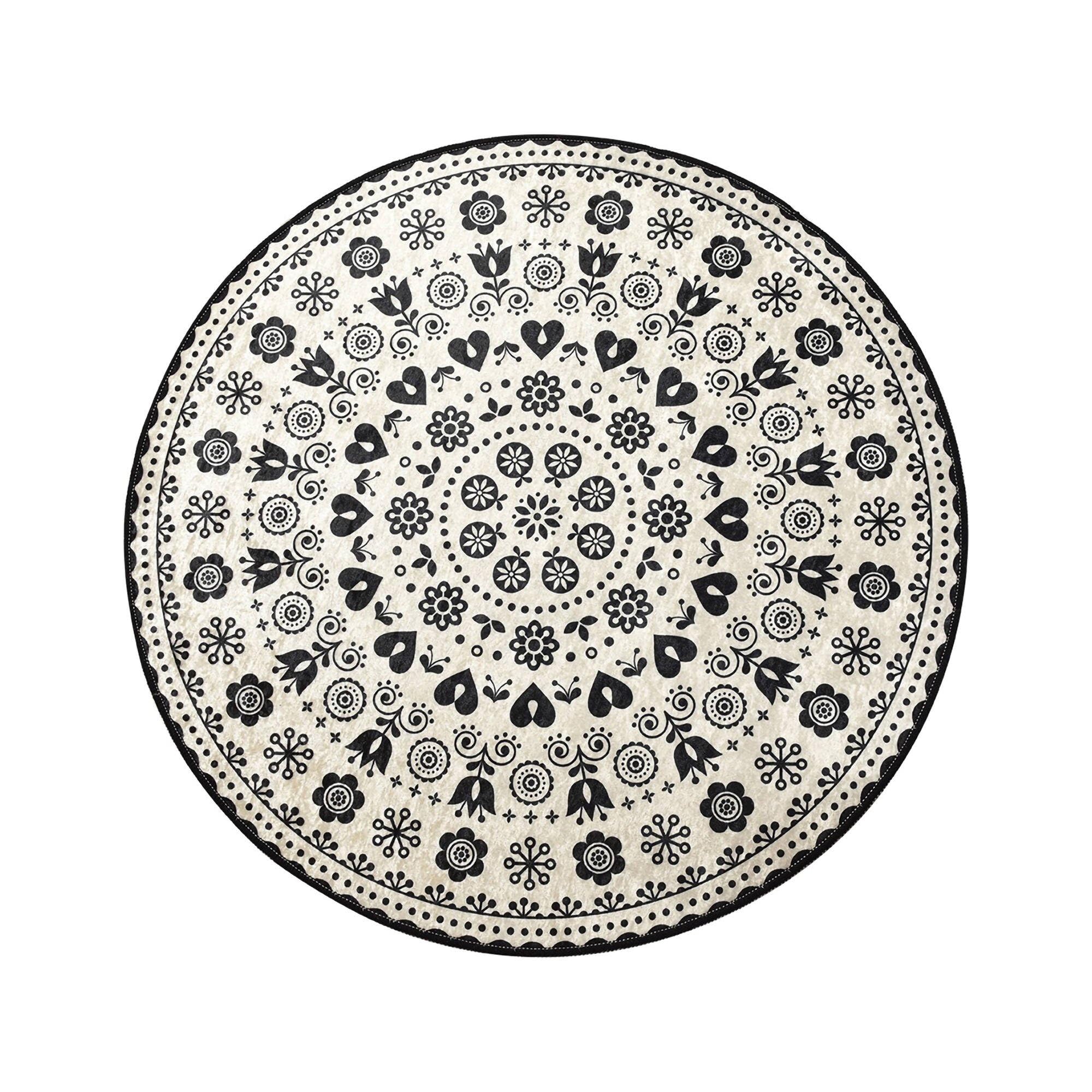 Dmora Alfombra de Baño Caldaro 100x100 cm Multicolor Forma Redonda Lavable en Lavadora, Antideslizante