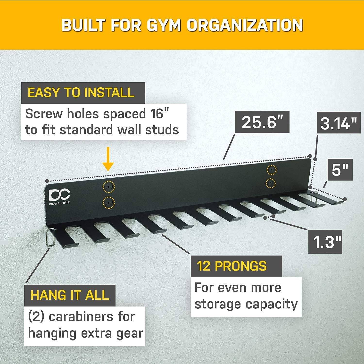 Double Circle Gym Rack Organizer Bundle Deal, 12 Hooks Gym Storage Rack and 9 Hooks Workout Gear Hanger : Sports & Outdoors