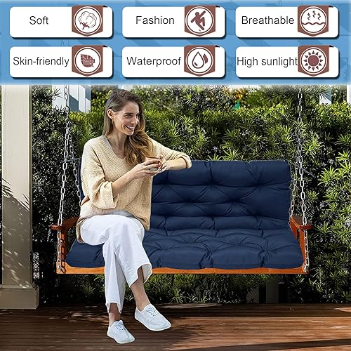 Miniatura 2 de DHIJUPNG Cojines de repuesto para columpio con respaldo, cojines impermeables para columpios de porche de 2 a 3 plazas para muebles de exterior,