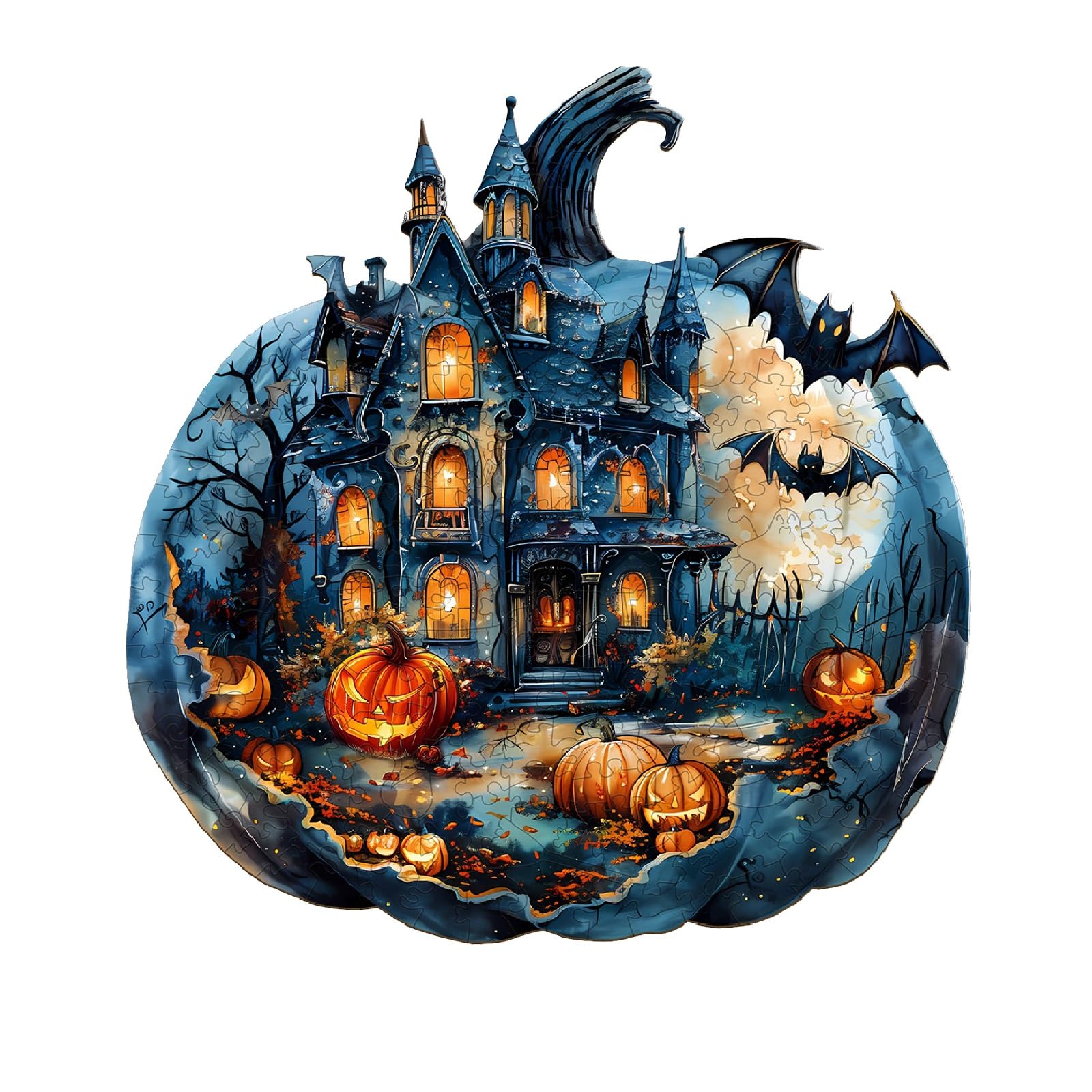 Wooden Puzzles for Adults, 34 * 31.5 cm Halloween Pumpkin Puzzle