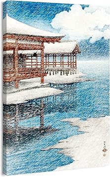 Canvas Print Wall Art - Japanese Ukiyo-e Painting - Snow on a Clear Day at Miyajima,1921 by Kawase Hasui - 32x48 inches