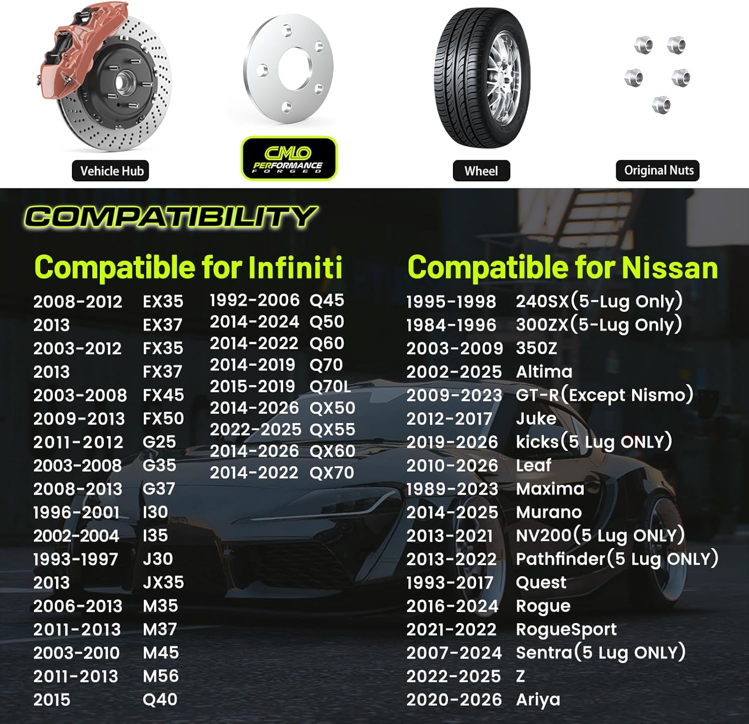 Customadeonly 5x114.3 Wheel Spacers for 370Z 350Z 240SX 300ZX GTR Murano Maxima Sentra (2pcs 10mm Thick) Wheel Spacer for Q60 G37 G35 Hubcentric w/o Lip 5x4.5 66.1mm Bore -Longer Studs Required - Image 4