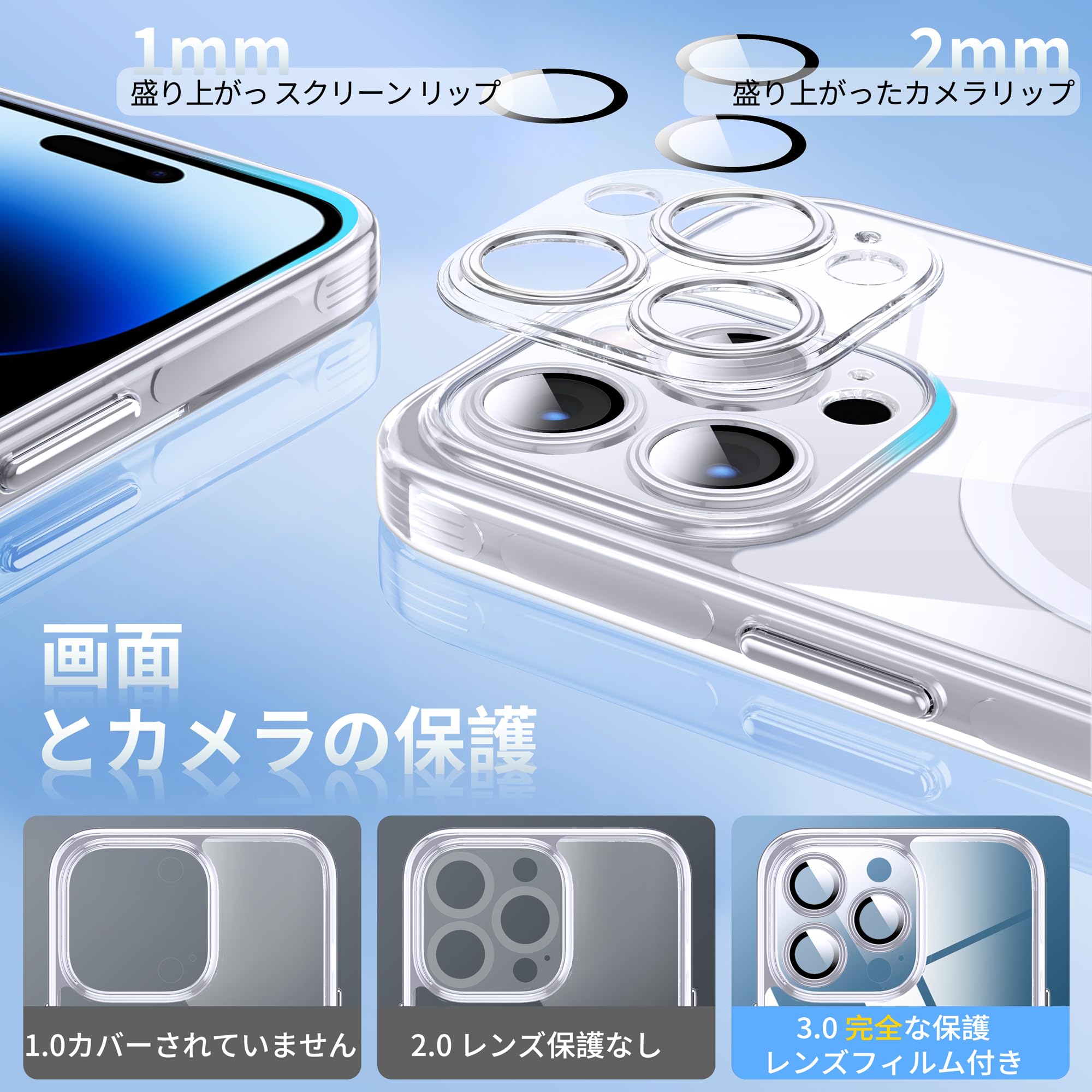 Amazon.co.jp: Flyzoo 磁気透明ケース用のiPhone 14 Pro Max [MagSafe