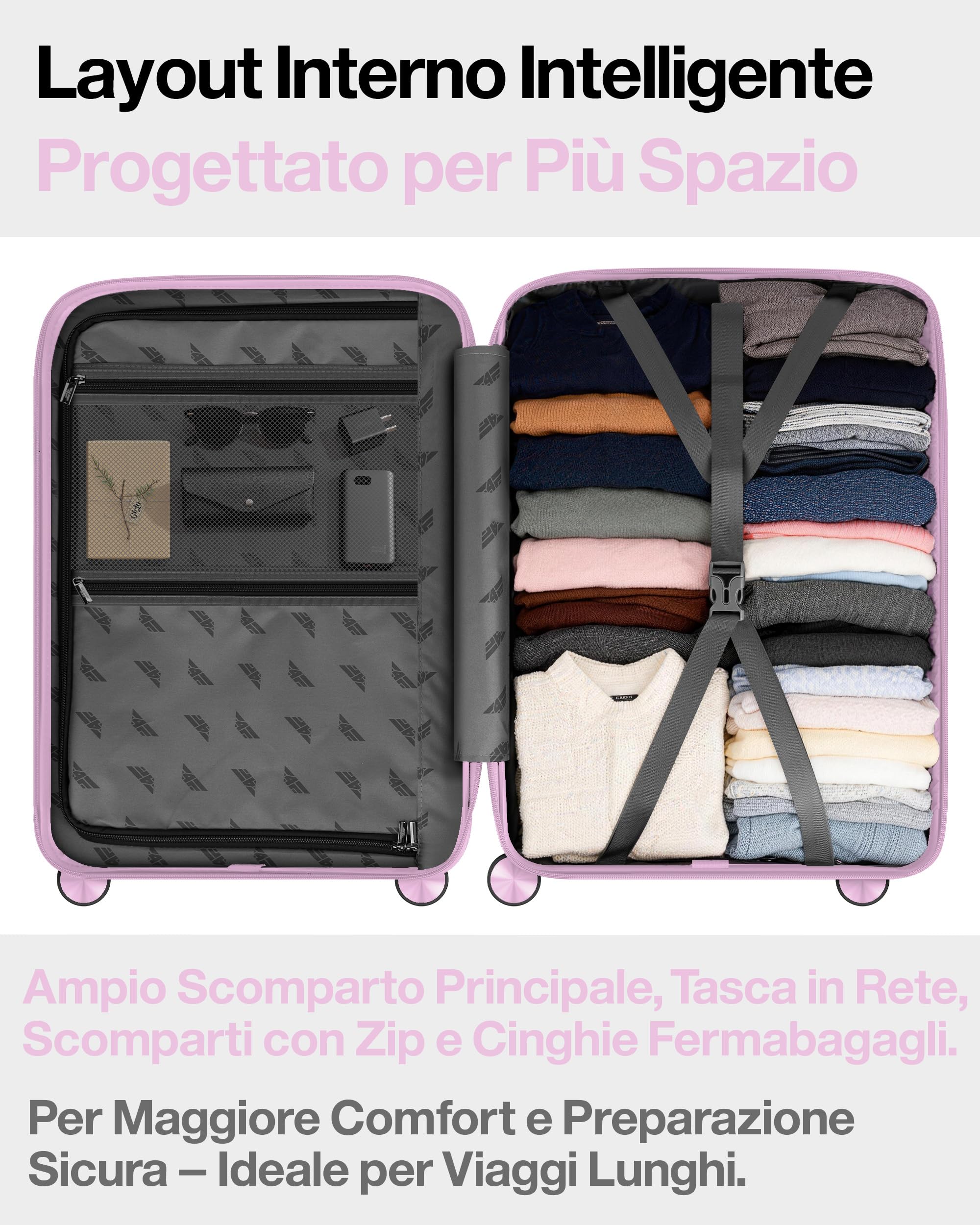 Trolley Da Viaggio Rigido Leggero XL – 75 cm (90L), Grande Valigia Trolley Con Serratura TSA, 4 Ruote Doppie Spinner E Manico Telescopico In Alluminio, Bagaglio Da Stiva, Bagaglio Da Viaggio