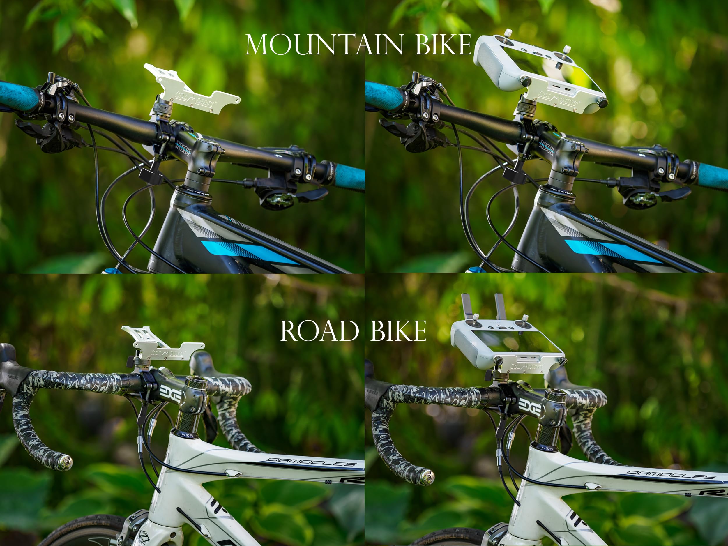 ColMount DJI RC 2 Drohnen-Controller-Aluminium-Halterung für Fahrrad, Boot, Motorrad, ATV, UTV, Stativ usw. und Fahrradlenkerhalterung, 360° drehbar, 1/4-20 Kugel mit Feststellklemme