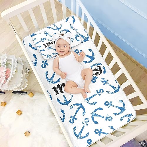 Miniatura 2 de Custom Anchors Crib Mattress Protector Pad for Boys Girls Baby Ice Silk Mat Bed Crib Mattress Pad Mat Cooling Mattress Topper for Pack N Play