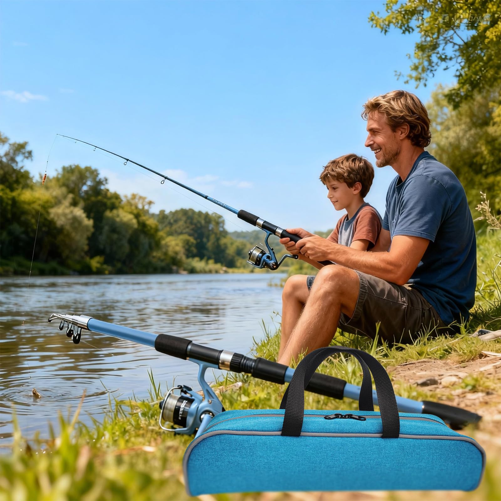 Ensemble de pêche pour Enfants Canne télescopique Fibre de Carbone Ultra légère