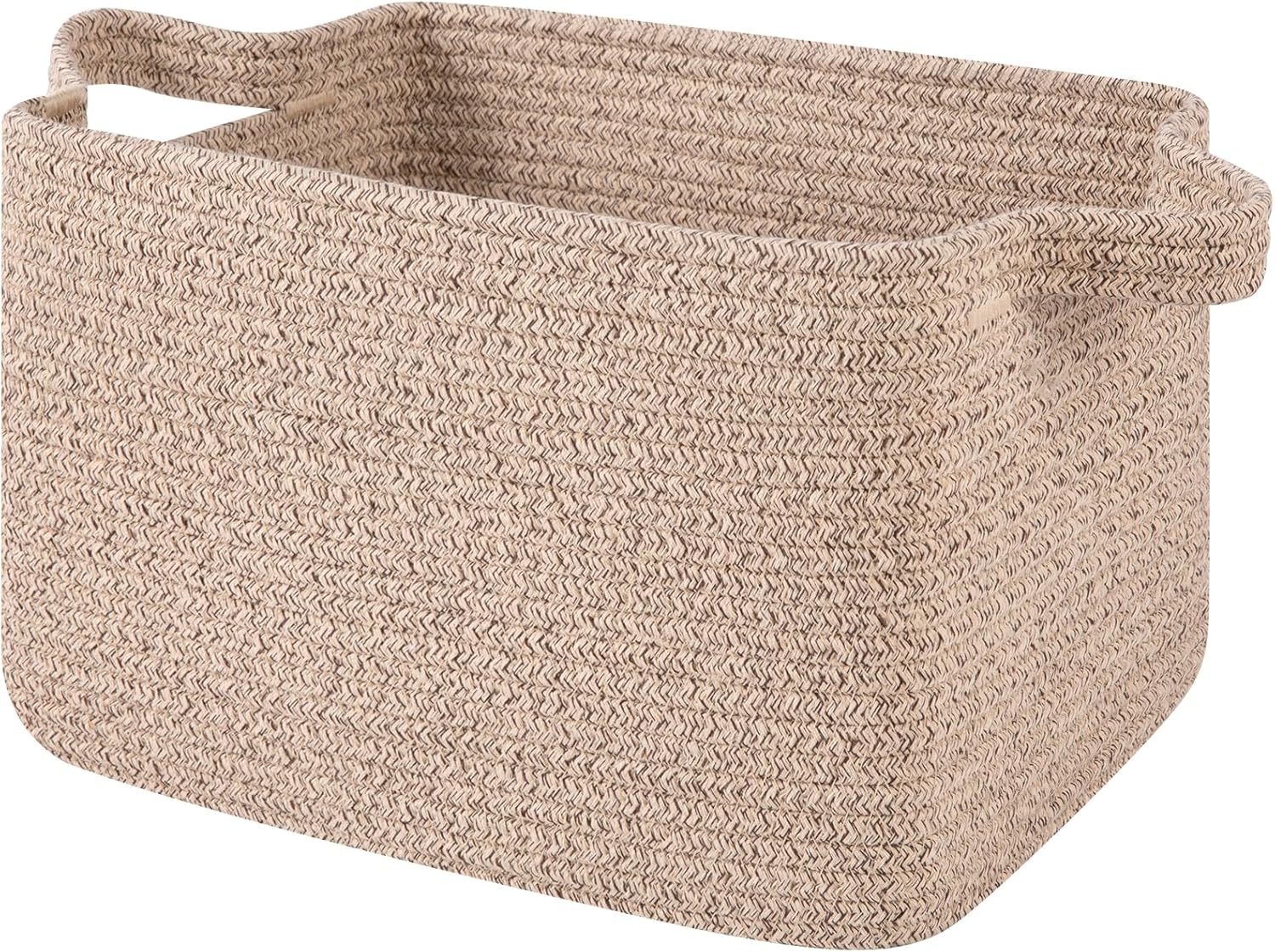 OIAHOMY Woven Storage Basket for Shelves, Rectangle Cotton Rope Baskets for Organizing, 13 x 10 x 9 in, Storage Bins for Dog Toys,Towel,Books,Gift,Brown Brown 13"x10"x9"
