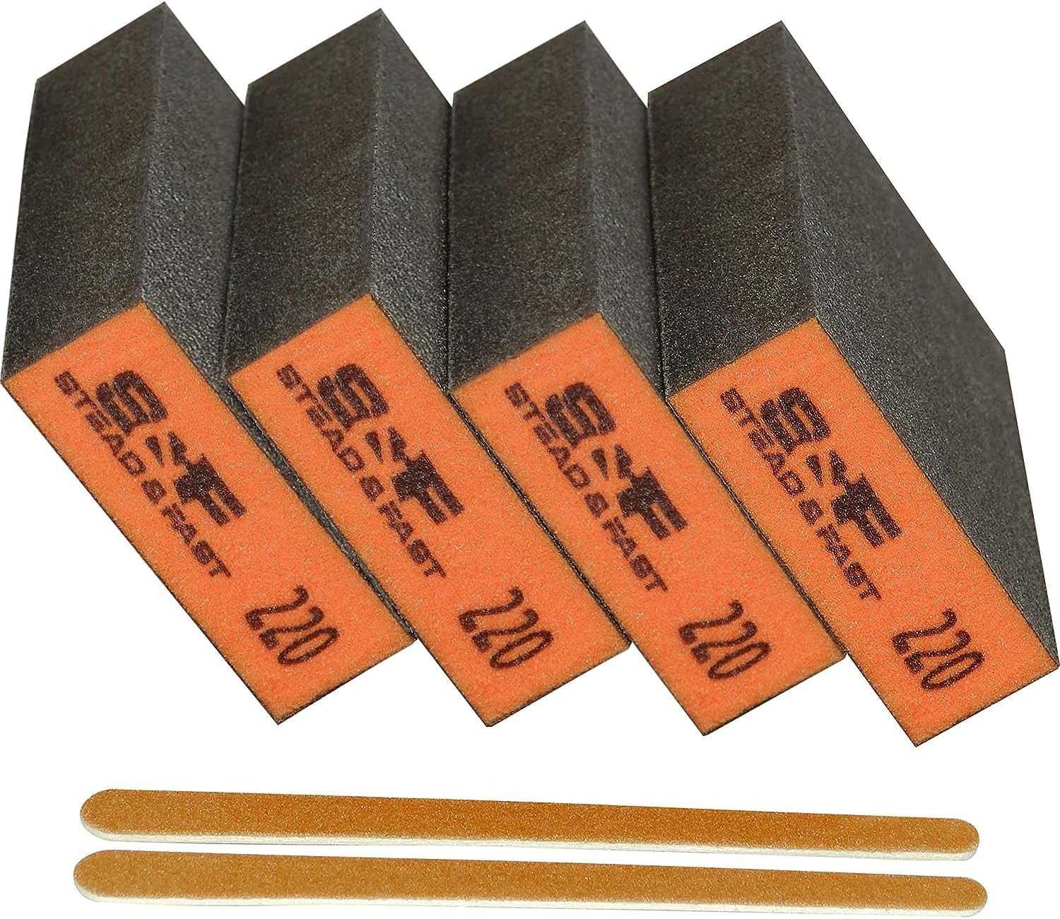 Sanding Sponge 220 Grit 4 Pcs, Coarse Medium Fine Sanding Block, Sander Sponges for Drywall Metal, Sandpaper Sponge Sanding Blocks for Wood by S&F STEAD & FAST