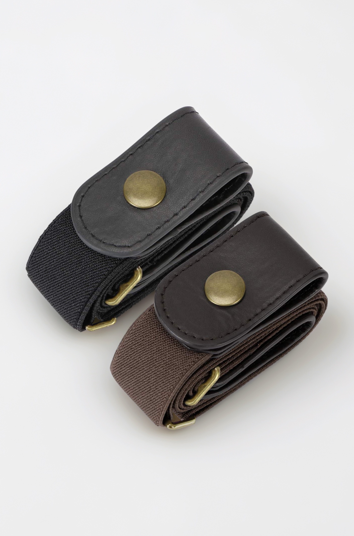 2 Pack Buckle Free Comfortable Elastic Belt For Wmen Or Men, Buckle-Less No Bulge No Hassle Invisible Belts,Black