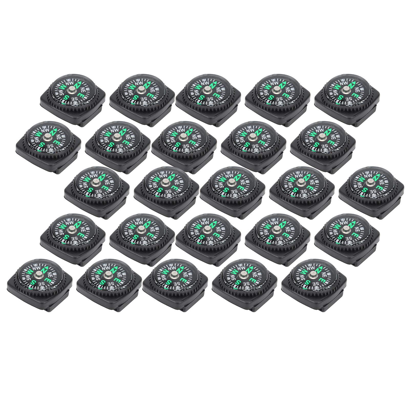 KIMISS Confezione da 25 Pezzi Nero Sopravvivenza, Bussola Ombrello Corda Accessori Bussola Fibbie di Navigazione Bracciale Paracord Strumento Esterno