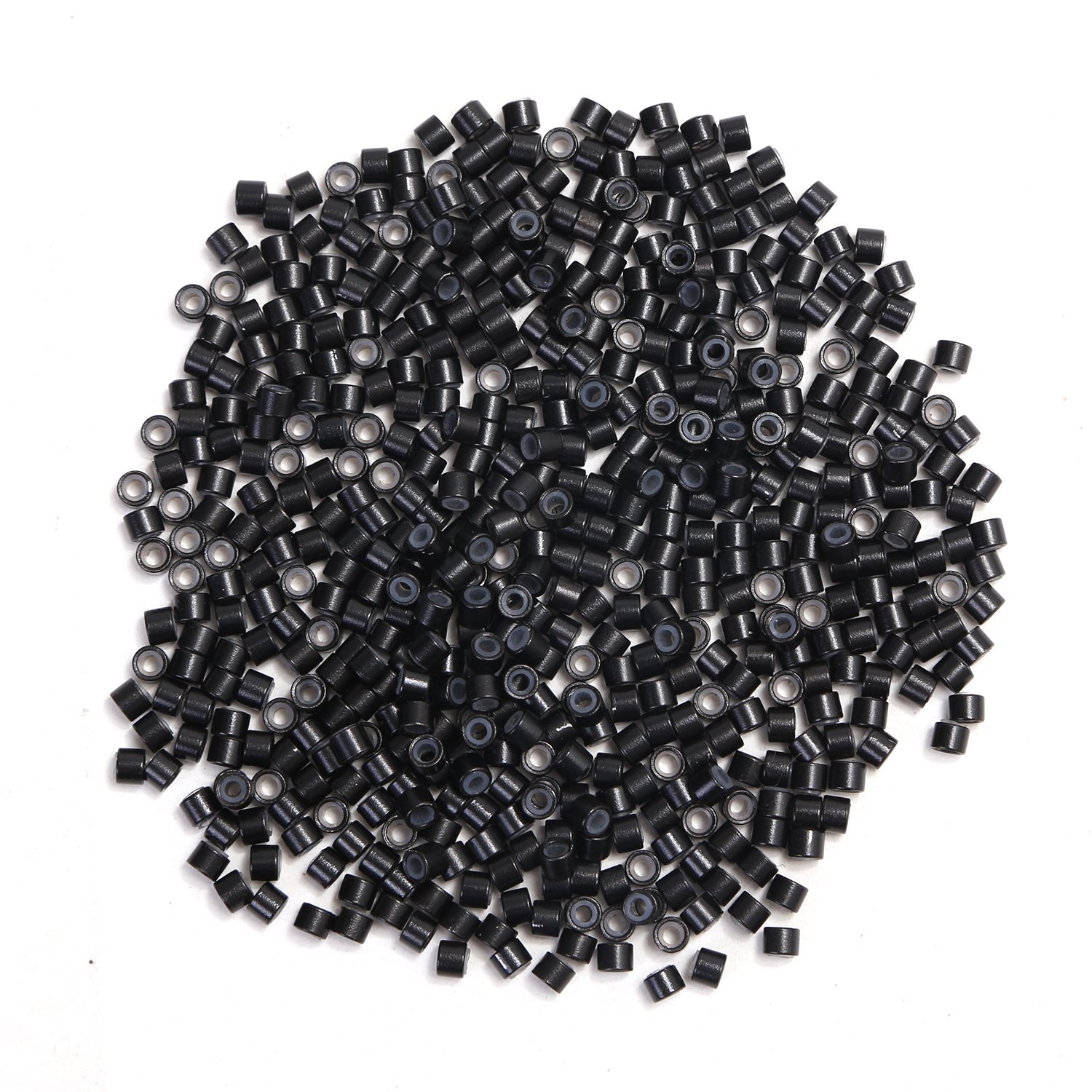 2500PCS Silicone Micro Link Rings 5mm Lined Beads for Hair Extensions Tool 5PCS/SetMix Color (Black)