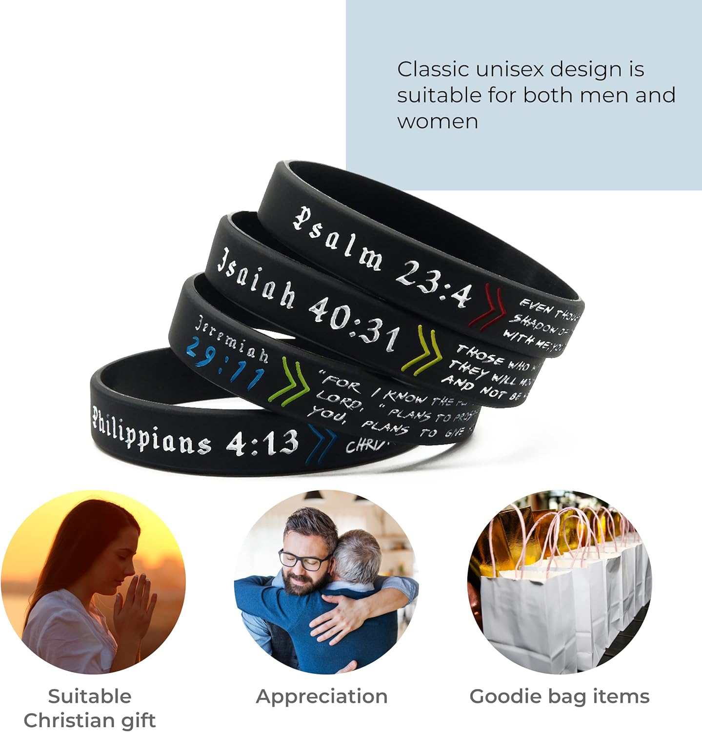 Inkstone Silicone wwjd bracelets 4 Pack | Study Bible Accessories for Men & Women | Christian Gifts | Jesus Rubber Bracelets for Events, Classroom Birthdays, Family Reunions, Bulk Friendship Bracelets - Image 7