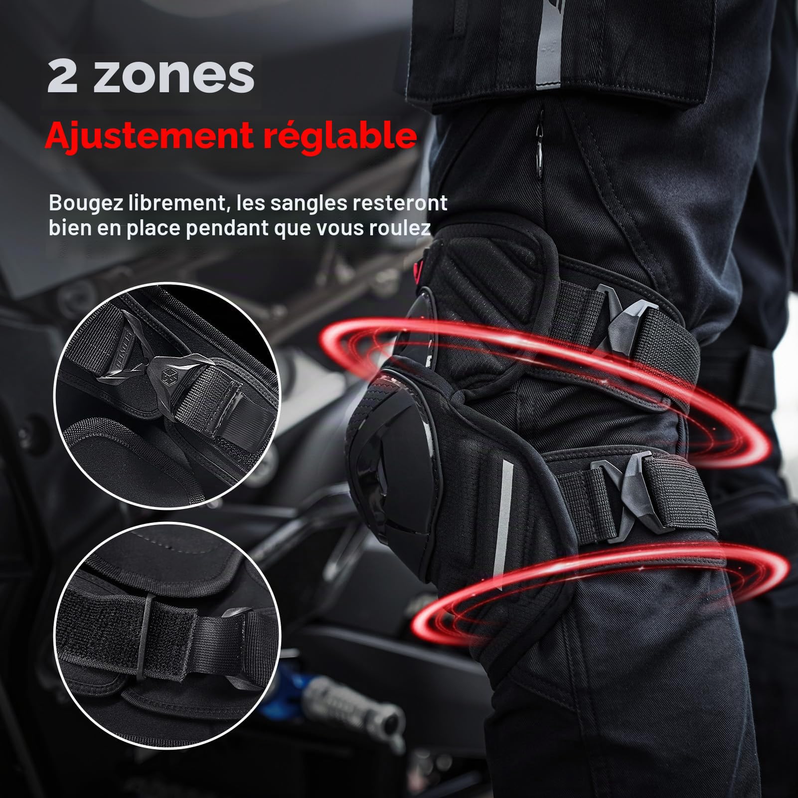Scoyco 1 Paire de Genouillères pour Motocross Noir Protège Genouillères Ajustables Armure pour Motocross Racing Mountain Biking