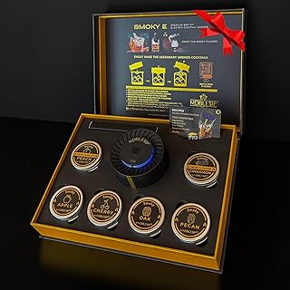 NOBLESIP® Whiskey Bourbon Smoker 𝗣𝗥𝗘𝗠𝗜𝗨𝗠 Electric Kit. New and Innovative Automatic Smoker, no fire Torch Needed. Easily Make The Legendary Smoked Cocktails, Old fashioneds. New Year bar Gift