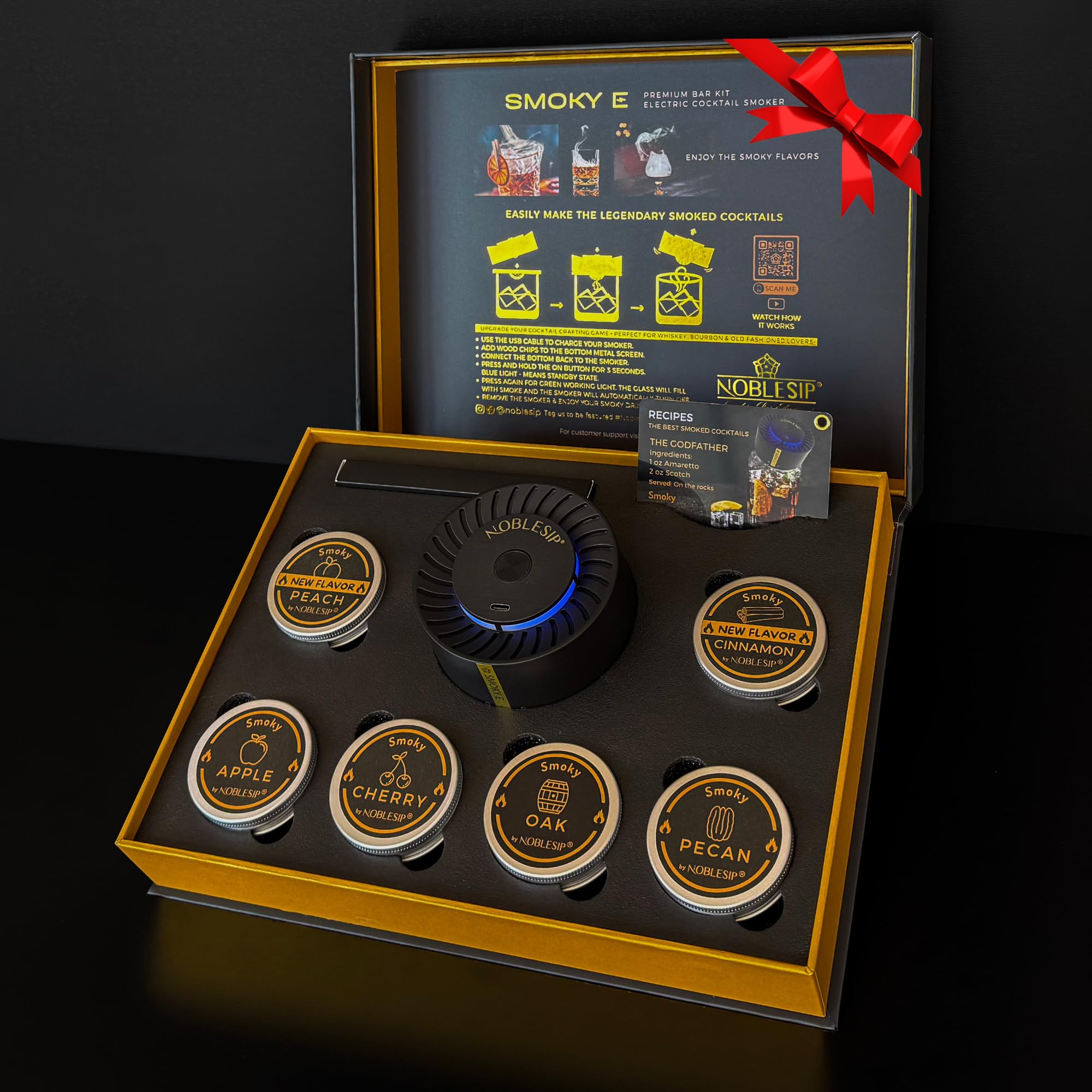 NOBLESIP® New Whiskey Smoker 𝗣𝗥𝗘𝗠𝗜𝗨𝗠 Electric Kit. Innovative Automatic Smoking