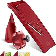 Börner Mandoline V1 ClassicLine (Set de Base) • Mandoline Réglable pour Légumes & Fruits • Avec 2 Inserts, Porte-fruits • Coupe-légumes en V pour tranches en 3 épaisseurs • Rouge