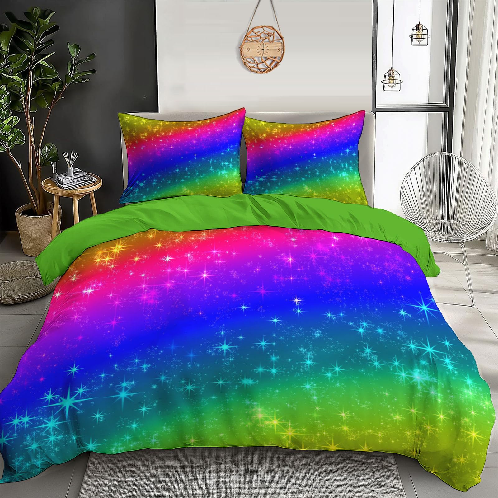 Housse de couette 240x220 Flash Art multicolore et parure de lit microfibre avec taies 65x65