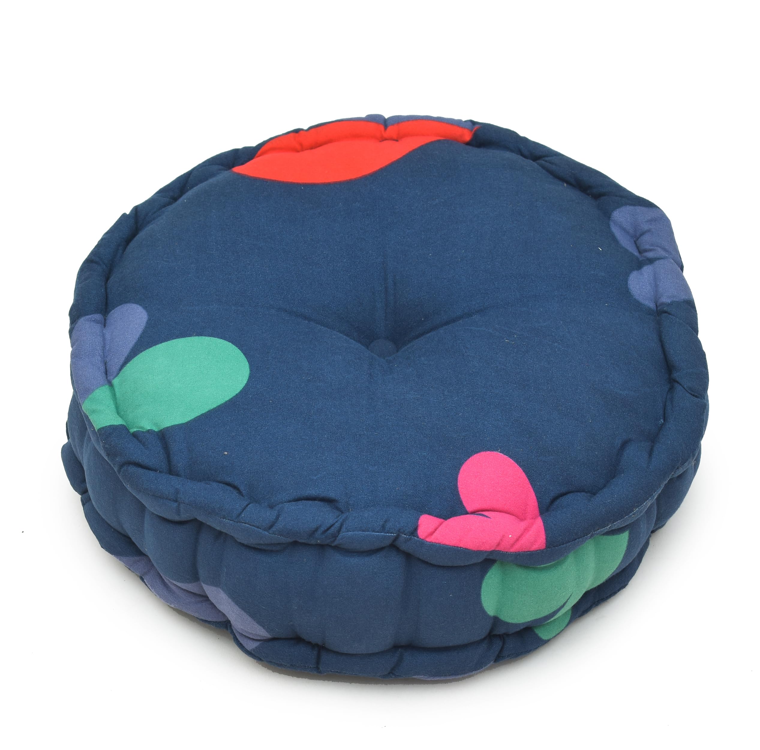 COZY FURNISH Microfiber Cotton Round Floor Pillow Tufted Chair Cushion - Thick Back Support Pad, 16x16 Inches (41x41 cm), Black-image-25
