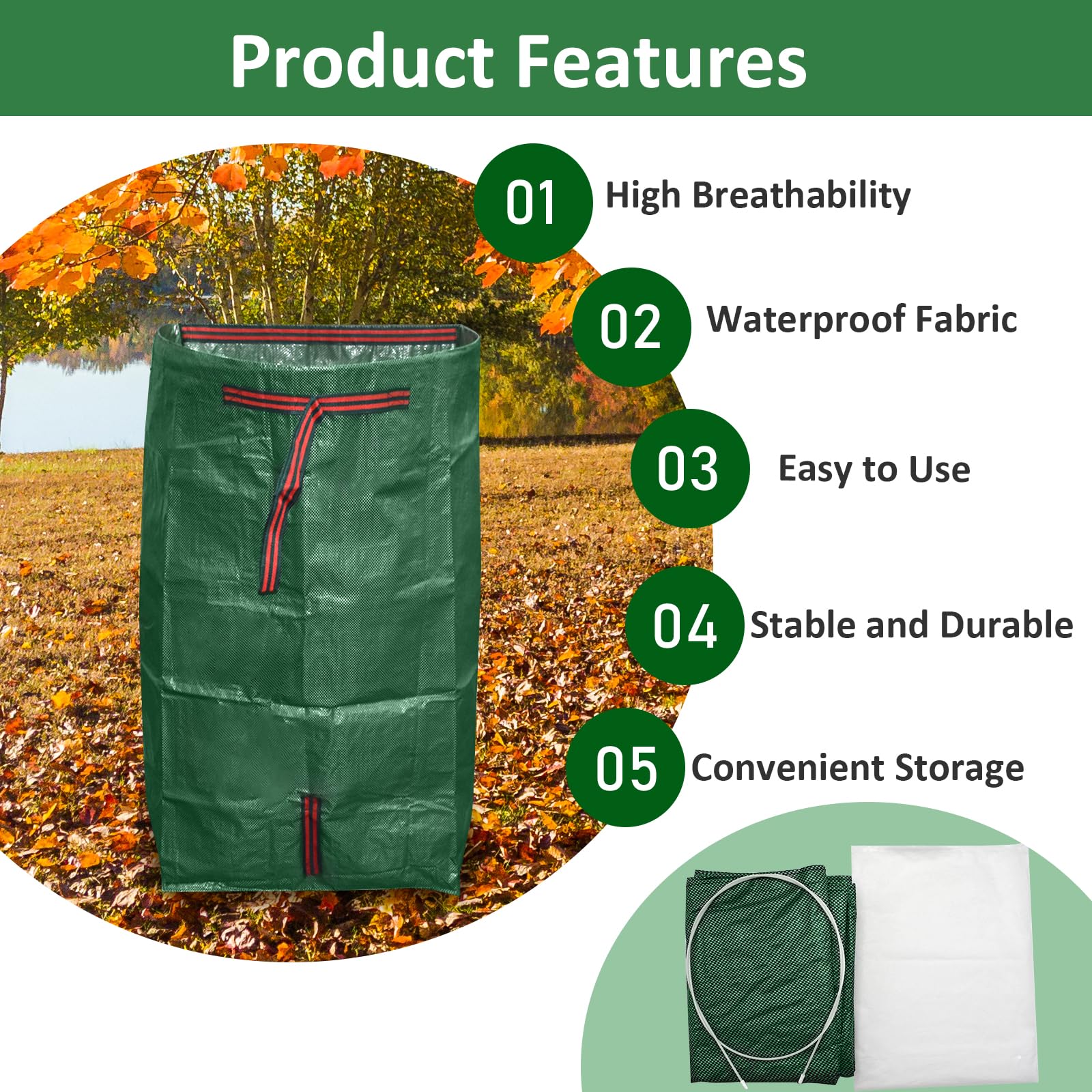 2x120L Bolsa de Basura de Jardín con Asas y Tapa, Basura Reutilizable Sacos de Jardín, Independiente y Plegable, Bolsas de Jardín para Recoger Plantas, Residuos y Hojas (no ajustable)