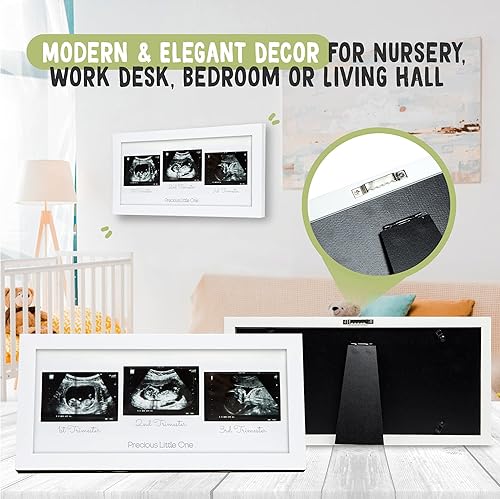 Miniatura 3 de KeaBabies Marco de fotos de triple ecograma para bebé y diario de embarazo, paquete de anuncios de embarazo, decoración de guardería para bebé,