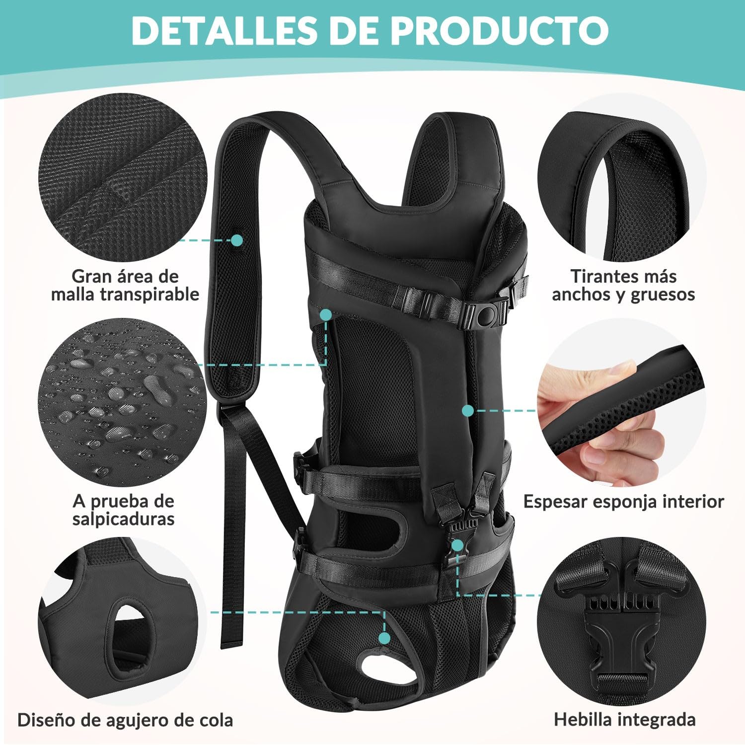SlowTon Mochila transportadora para Perros, transportador Frontal Ajustable para Mascotas, con Patas afuera y fácil de Colocar, y Transpirable, Bolsa de Seguridad para Perros para Viajar