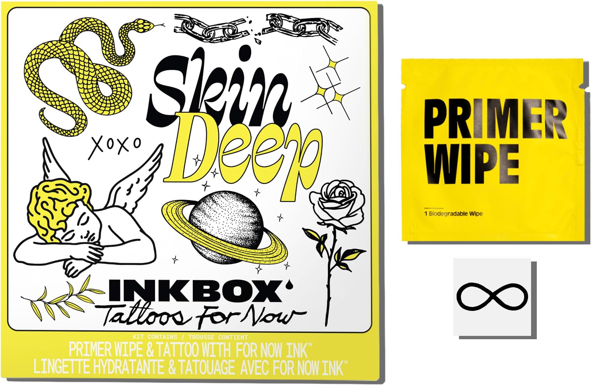 Inkbox Temporary Tattoos, Semi-Permanent Tattoo, One Premium Easy Long Lasting, Water-Resistant Temp Tattoo with For Now Ink - Lasts 1-2 Weeks, Infinity Tattoo, 1 x 1 in, Ad Infinitum